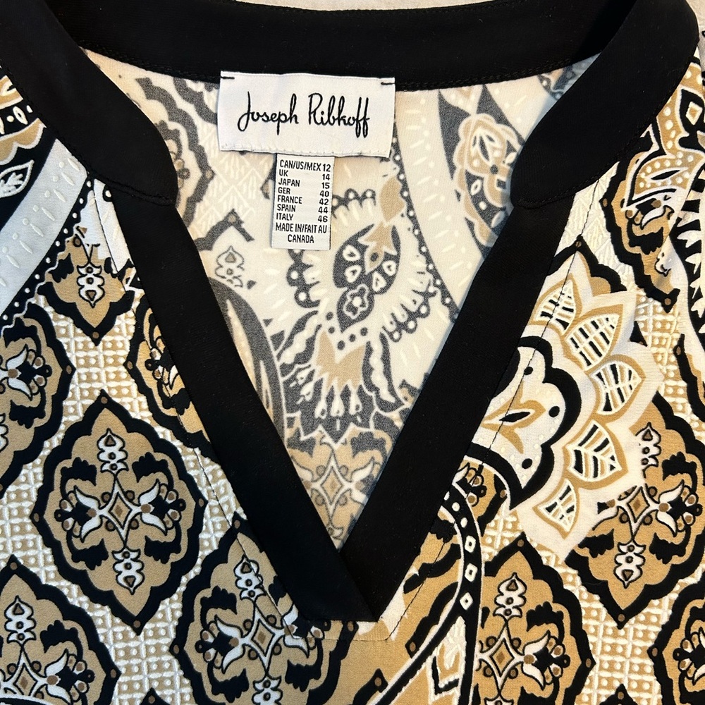 Joseph Ribkoff Black and Gold Patterned Top - Picture 4 of 6